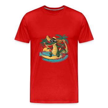 Drôle cool de surf d’alligator. Alligator surfe i - T-shirt bio Premium Homme - rouge - Devant - Damien (186cm)
