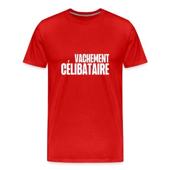 vachement célibataire - T-shirt bio Premium Homme - rouge - Devant - Damien (186cm)