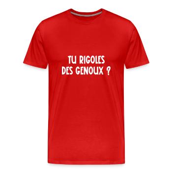 tu rigoles des genoux - T-shirt bio Premium Homme - rouge - Devant - Damien (186cm)