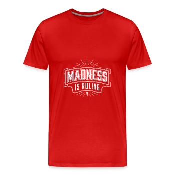 La folie règne sur le monde Motivation Espoir - T-shirt bio Premium Homme - rouge - Devant - Damien (186cm)