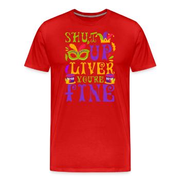 Festival de Mardi Gras Festival de la rue des fous - T-shirt bio Premium Homme - rouge - Devant - Damien (186cm)
