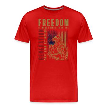Guerre, Tanks, Paix, Force aérienne - T-shirt bio Premium Homme - rouge - Devant - Damien (186cm)