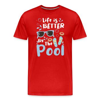Piscine Piscine Fête à la piscine Plongée - T-shirt bio Premium Homme - rouge - Devant - Damien (186cm)