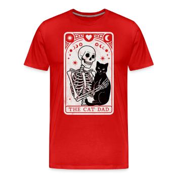 Tarot Katze Papa - Männer Premium Bio T-Shirt - Rot - Vorne - Damien (186cm)