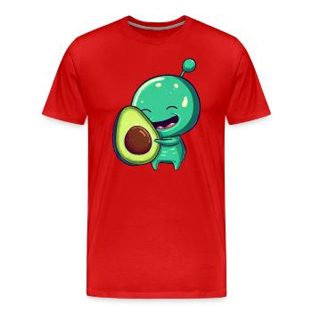 Green Alien Avocado: Fusion exotique - T-shirt bio Premium Homme - rouge - Devant - Damien (186cm)