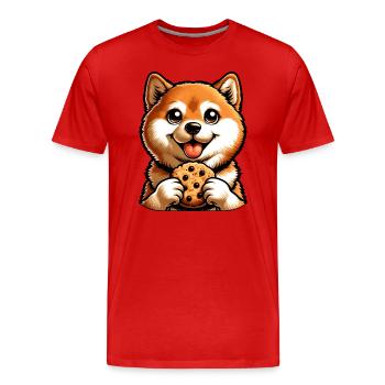 Süßer Shiba Inu Hund mit Keks Nachtisch - Männer Premium Bio T-Shirt - Rot - Vorne - Damien (186cm)