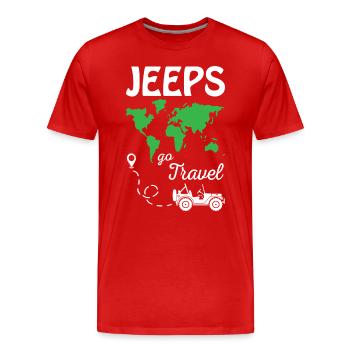 Jeeps Go Travel - T-shirt bio Premium Homme - rouge - Devant - Damien (186cm)
