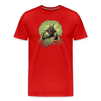 Zombie wakes up from his grave in the Halloween - Men's Premium Organic T-Shirt - red - Front - Damien (186cm)