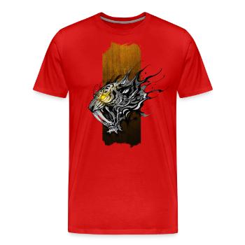 Infernos Brüllen: Säbelzahntiger mit leuchtendem Y - Männer Premium Bio T-Shirt - Rot - Vorne - Damien (186cm)