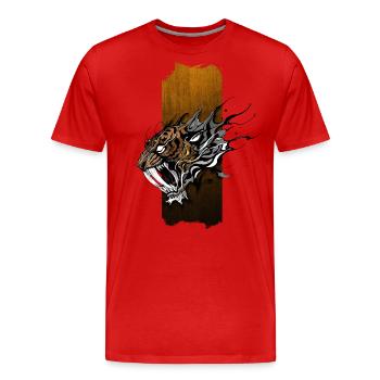 Echoes of Antiquity: Saber-Toothed Tiger - Men's Premium Organic T-Shirt - red - Front - Damien (186cm)