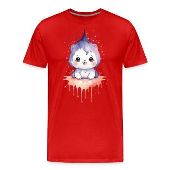 Charmant animal kawaii aquarelle - T-shirt bio Premium Homme - rouge - Devant - Damien (186cm)
