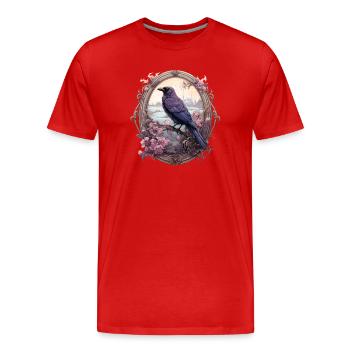 Rabe in einem romantischen ovalen Rahmen - Männer Premium Bio T-Shirt - Rot - Vorne - Damien (186cm)