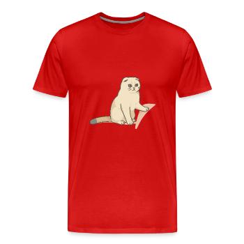 Chat mignon avec une expression mélancolique - T-shirt bio Premium Homme - rouge - Devant - Damien (186cm)