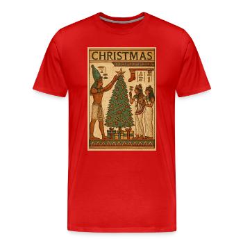 Ancient Egypt Christmas Scene - Men's Premium Organic T-Shirt - red - Front - Damien (186cm)
