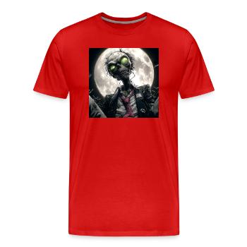 Moonlit Undead – Zombie im Vollmond - Männer Premium Bio T-Shirt - Rot - Vorne - Damien (186cm)