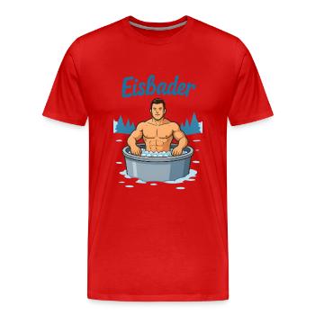 Eisbader Muskelmann im Eisbad - Männer Premium Bio T-Shirt - Rot - Vorne - Damien (186cm)
