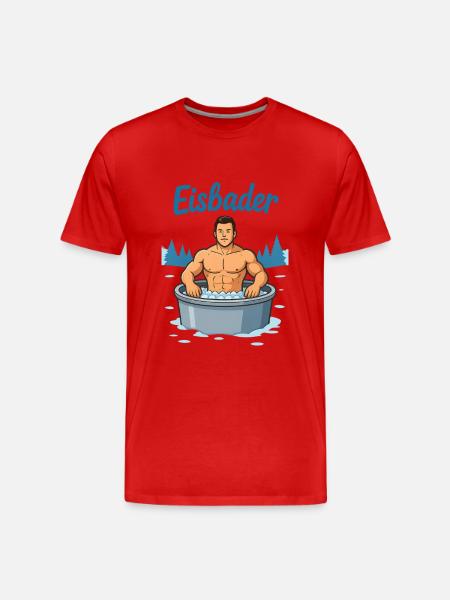 Eisbader Muskelmann im Eisbad - Men's Premium Organic T-Shirt - red