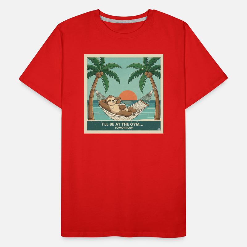 Hammock Sloth, Sunset,Gym Tomorrow Men's Premium Organic T-Shirt