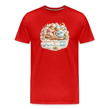 Kleiner Schatz: Mamas Liebe, Papas Stolz - Männer Premium Bio T-Shirt - Rot - Vorne - Damien (186cm)