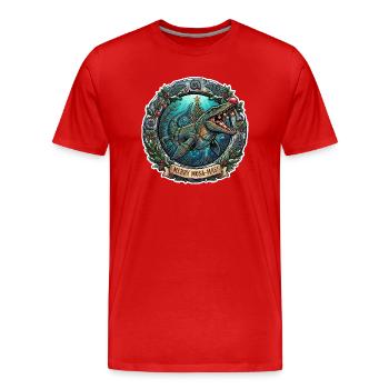 Dinosaure sous-marin avec guirlandes lumineuses - T-shirt bio Premium Homme - rouge - Devant - Damien (186cm)