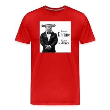 Limitierter Eintritt: Hai im Smoking - Männer Premium Bio T-Shirt - Rot - Vorne - Damien (186cm)