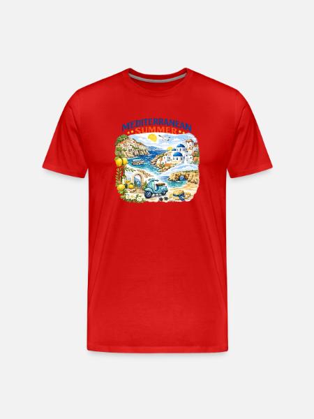 Mittelmeer-Sommerroller Côte Bleue - Männer Premium Bio T-Shirt - Rot