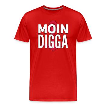Moin Digga Hamburg - Männer Premium Bio T-Shirt - Rot - Vorne - Damien (186cm)