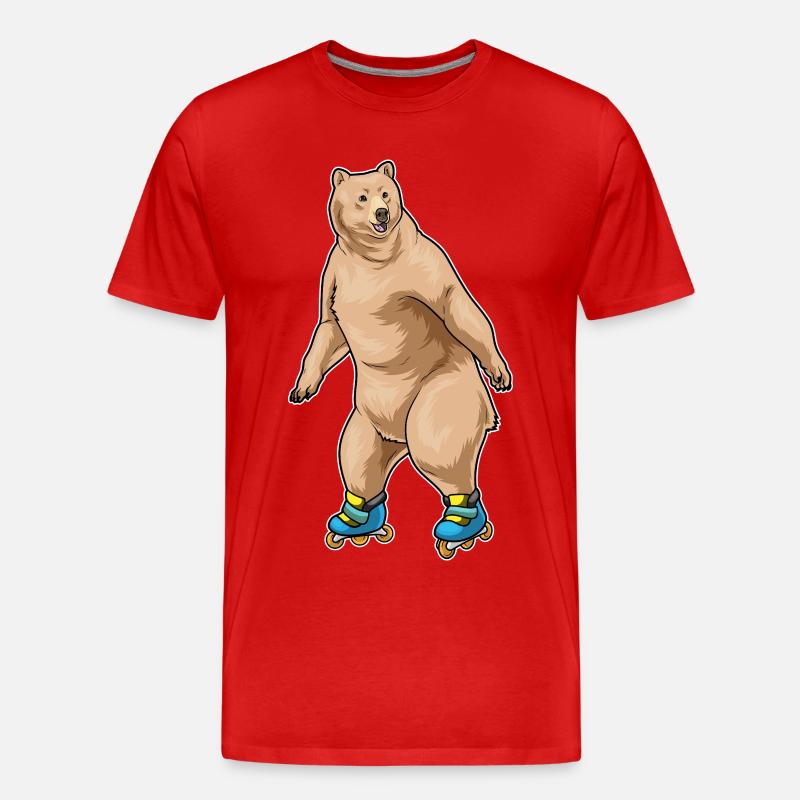 Bär Inline skating Inline skates - Männer Premium Bio T-Shirt - Rot