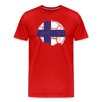 Finland Soccer Ball Fußball - Männer Premium Bio T-Shirt - Rot - Vorne - Damien (186cm)