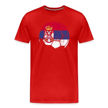 Serbia Soccer Ball Fußball - Männer Premium Bio T-Shirt - Rot - Vorne - Damien (186cm)