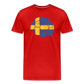 Sweden Soccer Ball Fußball - Männer Premium Bio T-Shirt - Rot - Vorne - Damien (186cm)