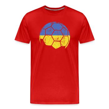 Ukraine Soccer Ball Fußball - Männer Premium Bio T-Shirt - Rot - Vorne - Damien (186cm)