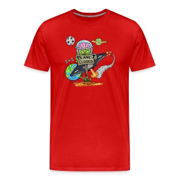 Planet Closed - Men's Premium Organic T-Shirt - red - Front - Damien (186cm)