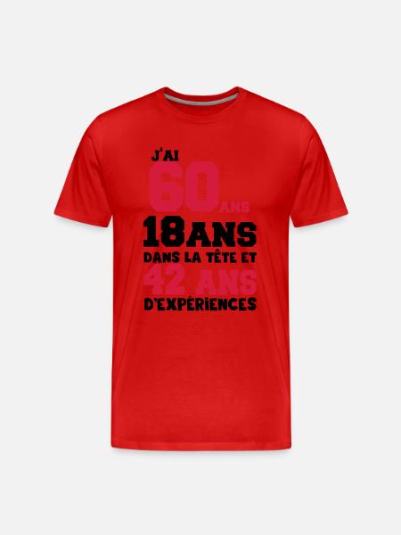 j'ai 60 ans - T-shirt bio Premium Homme - rouge