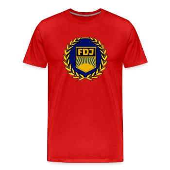 FDJ emblem - Men's Premium Organic T-Shirt - red - Front - Damien (186cm)