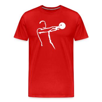 Kettlebell Swing groß - Männer Premium Bio T-Shirt - Rot - Vorne - Damien (186cm)