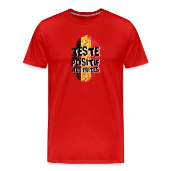 Testé positif aux frites - T-shirt bio Premium Homme - rouge - Devant - Damien (186cm)