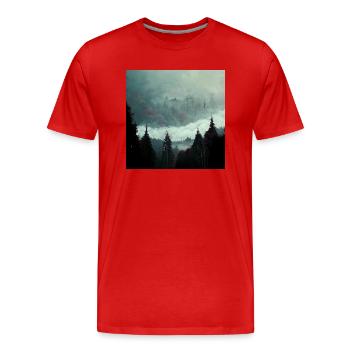 Dunkler Wald - Männer Premium Bio T-Shirt - Rot - Vorne - Damien (186cm)