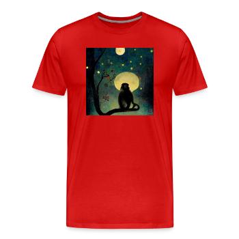 The monkey is waiting - Men's Premium Organic T-Shirt - red - Front - Damien (186cm)