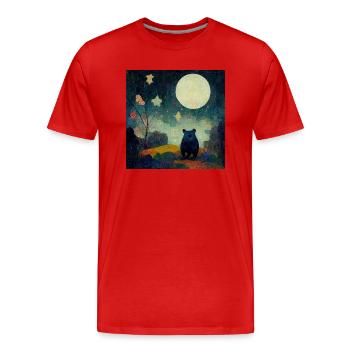 Ours au clair de lune - T-shirt bio Premium Homme - rouge - Devant - Damien (186cm)