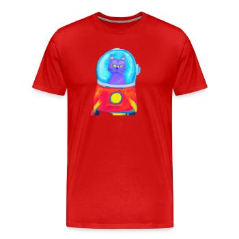 Cat In Space - T-shirt bio Premium Homme - rouge - Devant - Damien (186cm)