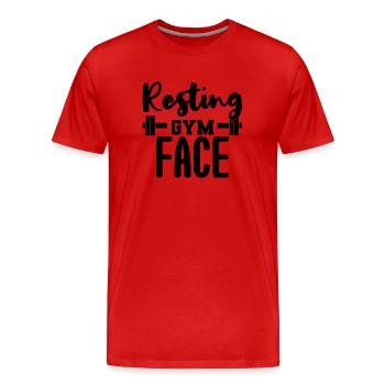 Resting gym face - Men's Premium Organic T-Shirt - red - Front - Damien (186cm)