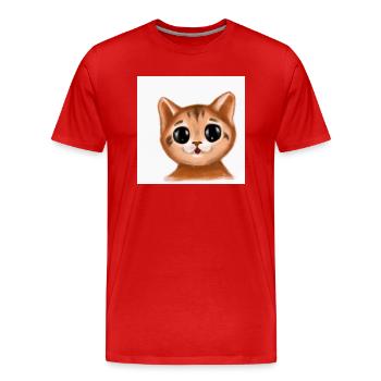 Cat drawn - Men's Premium Organic T-Shirt - red - Front - Damien (186cm)