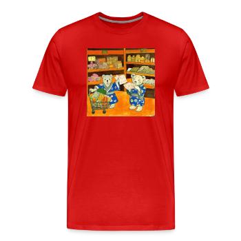 Teddybären kaufen Lebensmittel in Japan ukiyo - Männer Premium Bio T-Shirt - Rot - Vorne - Damien (186cm)