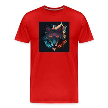 Tête de loup abstraite - T-shirt bio Premium Homme - rouge - Devant - Damien (186cm)