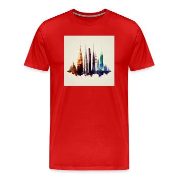 city eiffel tower empire stat - T-shirt bio Premium Homme - rouge - Devant - Damien (186cm)
