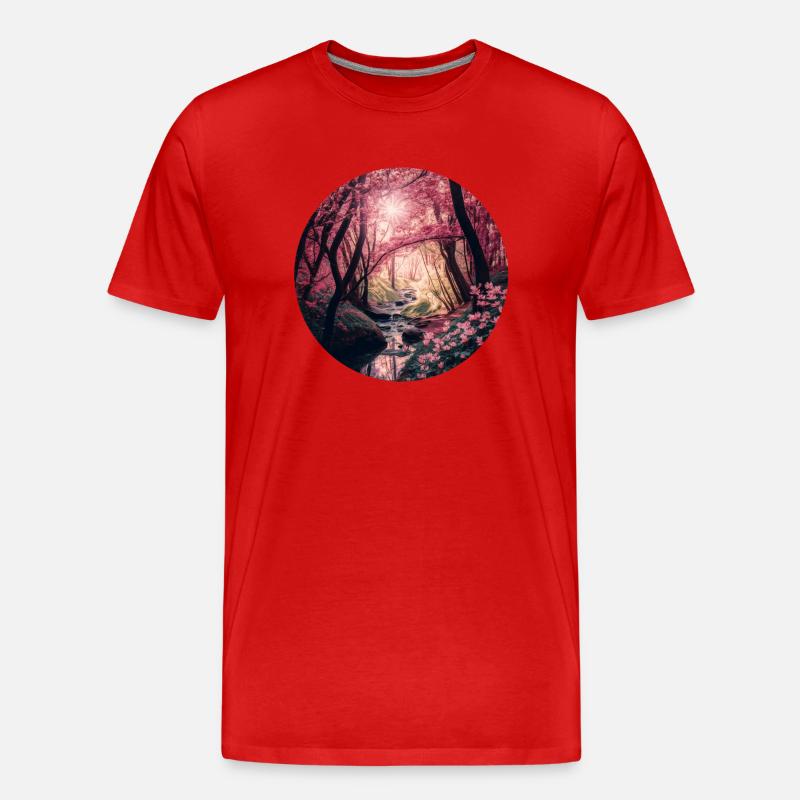 Kirschblütenwald - Männer Premium Bio T-Shirt - Rot