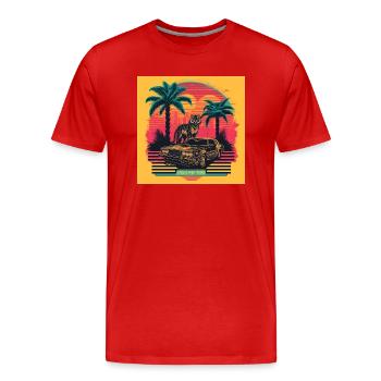 80s retro vintage tiger - Männer Premium Bio T-Shirt - Rot - Vorne - Damien (186cm)