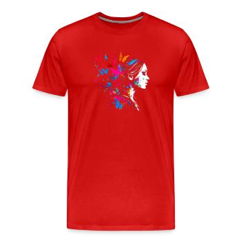 Œuvres d’art psychédéliques Papillons - Open Mind - T-shirt bio Premium Homme - rouge - Devant - Damien (186cm)