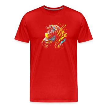 Buntes Zebra mit Sonnenbrille Graffiti Airbrush - Männer Premium Bio T-Shirt - Rot - Vorne - Damien (186cm)
